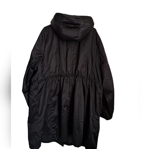 PLUS size long black coat jacket drawstring waist walking casual hood 3-4X? - Picture 2 of 8